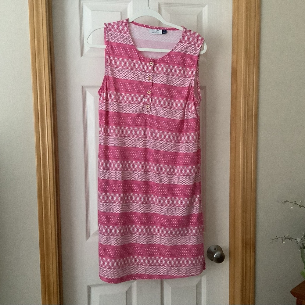 Cabana Life x Talbots Pink/white tunic dress cover up.